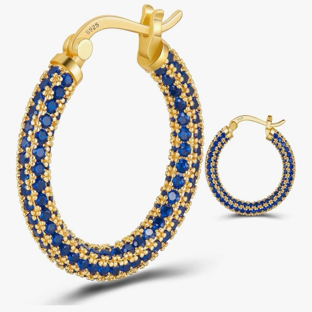 NEW 14K Gold Plated Chunky Silver Gold Hoop Earrings